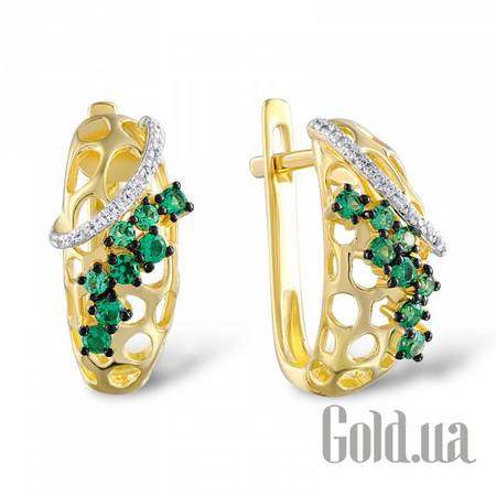 Серьги Золотые серьги с бриллиантами и гранатами