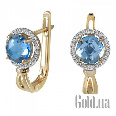 Серьги Золотые серьги с бриллиантами и топазами