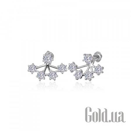 Серьги-гвоздики Серебряные серьги  с куб. циркониями