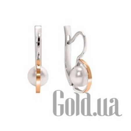 Серьги Серебряные серьги с жемчугом в позолоте