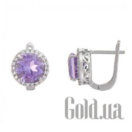 Серьги Серебряные серьги с аметистами и куб. циркониями