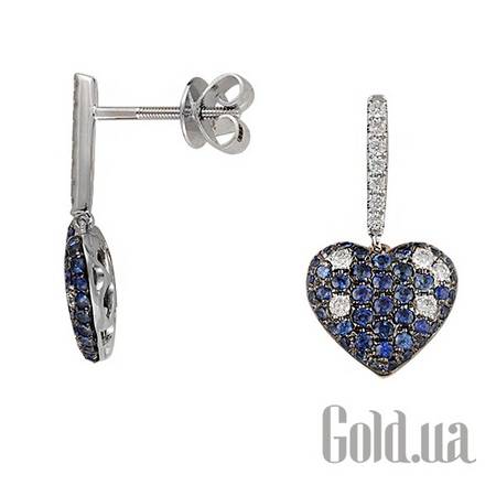 Серьги с подвесками Золотые серьги с бриллиантами и сапфирами