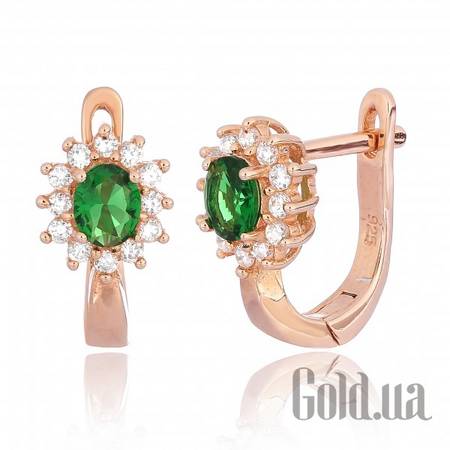 Серьги Серебряные серьги с  куб. циркониями в позолоте