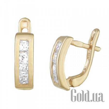 Серьги Серебряные серьги с куб. циркониями в позолоте