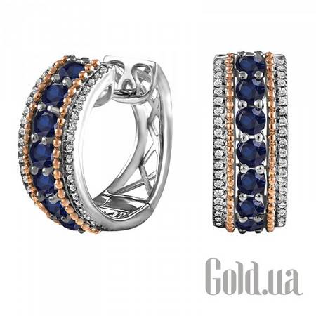 Серьги Золотые серьги с бриллиантами и сапфирами