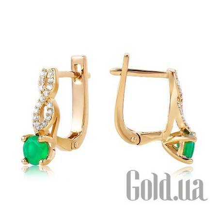 Серьги Золотые серьги с ониксами и куб. циркониями