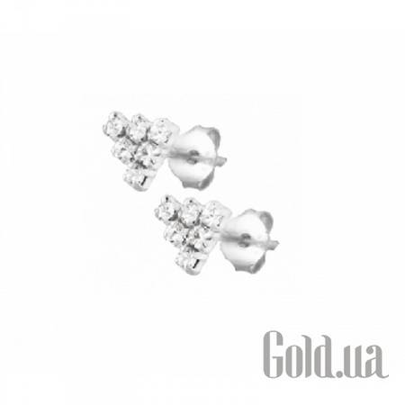 Серьги-гвоздики Серебряные серьги с ювелирным стеклом