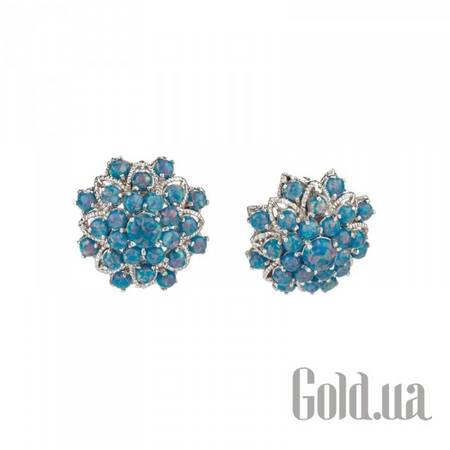 Серьги Серебряные серьги с синт. опалами