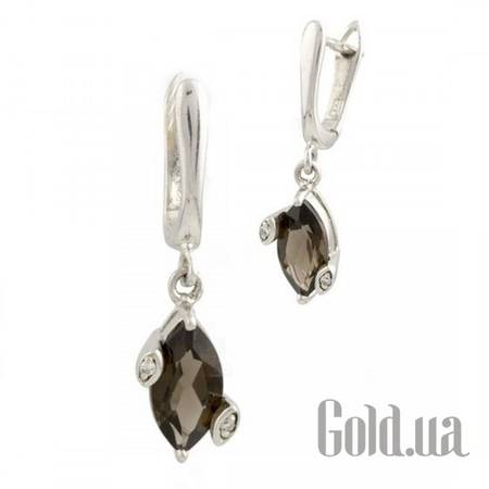 Серьги с подвесками Серебряные серьги с раухтопазами