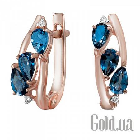 Серьги Золотые серьги с бриллиантами и топазами