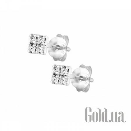 Серьги-гвоздики Серебряные серьги с ювелирным стеклом