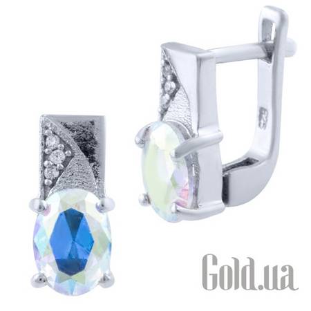 Серьги Серебряные серьги с куб. циркониями и топазами