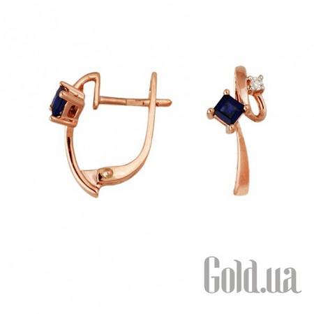 Серьги Золотые серьги с бриллиантами и сапфирами