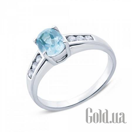 Женские кольца Женское серебряное кольцо с топазом и куб. циркониями, 18.5