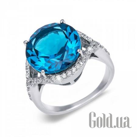 Женские кольца Женское серебряное кольцо с кварцем и куб. циркониями, 17.5