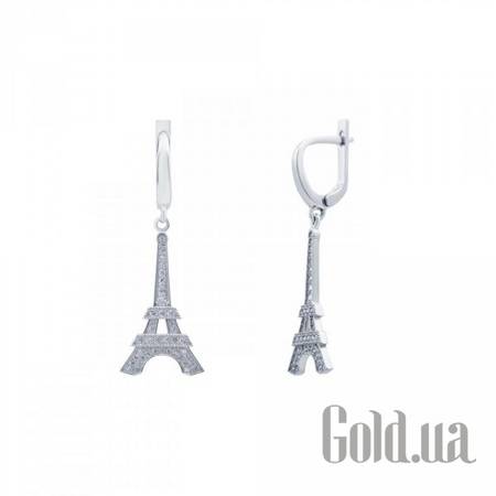 Серьги с подвесками Серебряные серьги с куб. циркониями