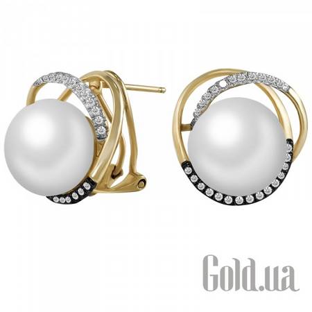 Серьги Золотые серьги с жемчугом и бриллиантами