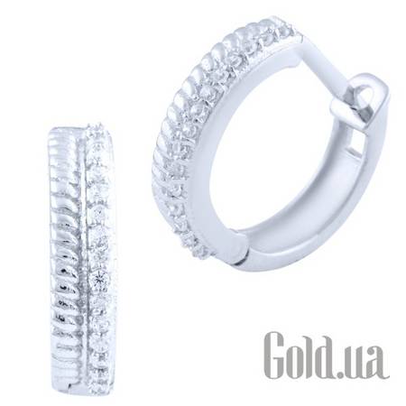 Серьги-кольца Серебряные серьги с куб. циркониями