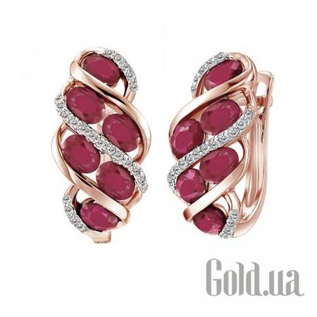 Серьги Золотые серьги с бриллиантами и рубинами