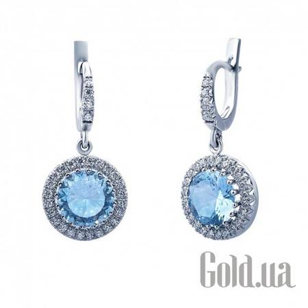 Серьги с подвесками Золотые серьги с бриллиантами и топазами