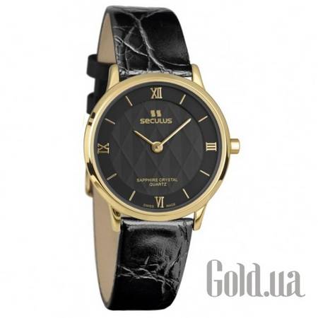 Швейцарские часы Женские часы 1610.1.106 black, pvd, black leather