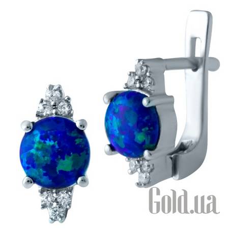 Серьги Серебряные серьги с опалами и куб. циркониями