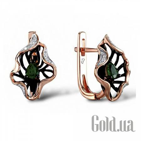 Серьги Золотые серьги с бриллиантами и изумрудами