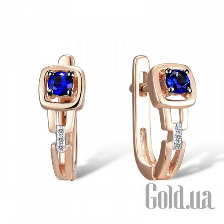 Серьги Золотые серьги с бриллиантами и сапфирами