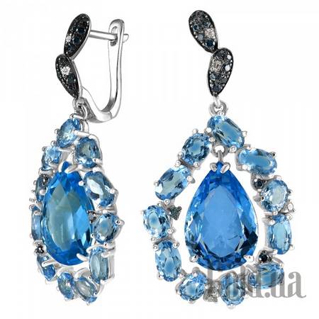 Серьги Золотые серьги с бриллиантами и топазами