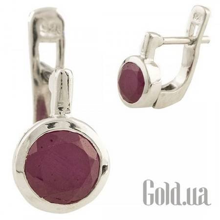 Серьги Серебряные серьги с рубинами