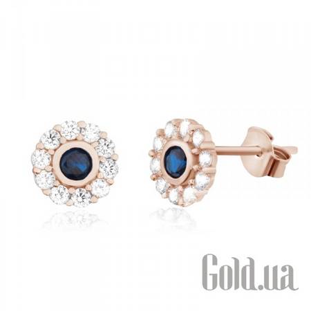 Серьги-гвоздики Серебряные серьги с куб. циркониями в позолоте