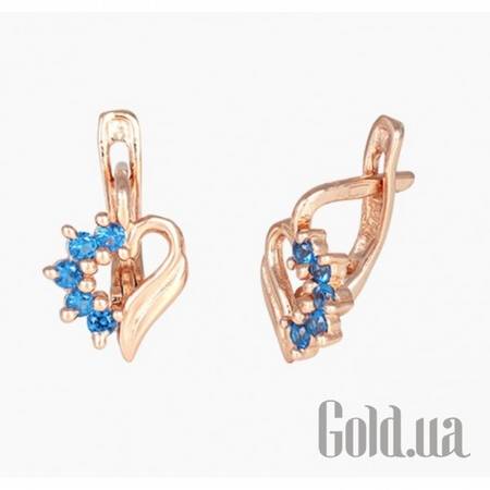 Серьги Серебряные серьги  с куб. циркониями в позолоте