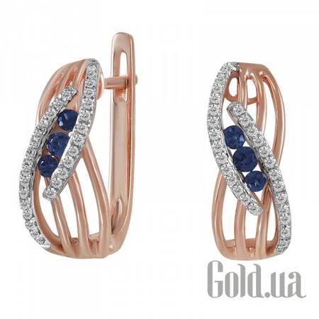 Серьги Золотые серьги с бриллиантами и сапфирами