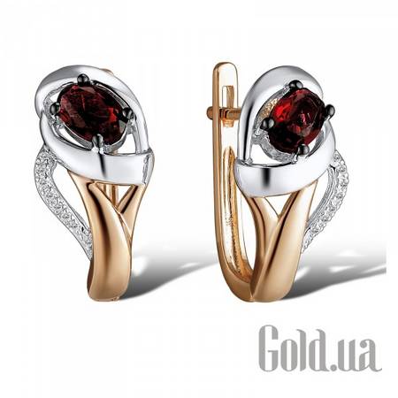 Серьги Золотые серьги с бриллиантами и гранатами