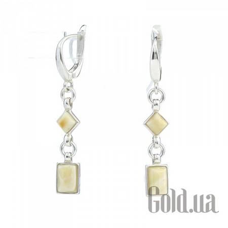 Серьги с подвесками Серебряные серьги с янтарем