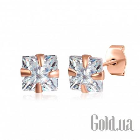 Серьги-гвоздики Серебряные серьги с куб. циркониями в позолоте