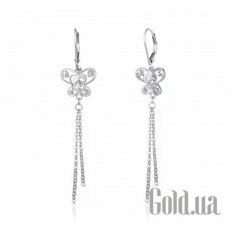 Серьги с подвесками Серебряные серьги с куб. циркониями