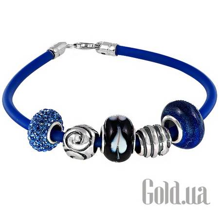 Браслет Каучуковый браслет с серебром и 5 подвесками