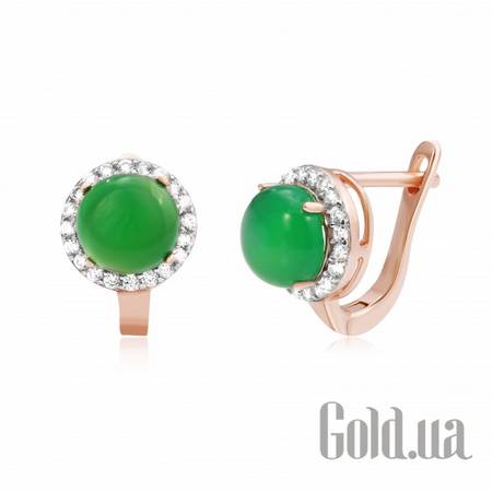 Серьги Серебряные серьги с агатами и куб. циркониями в позолоте