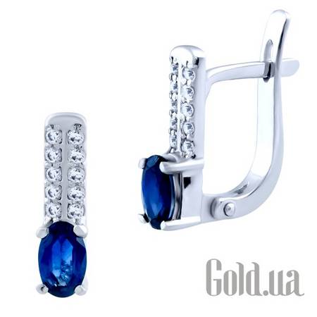 Серьги Золотые серьги с сапфирами и куб. циркониями