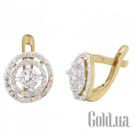 Серьги Серебряные серьги с куб. циркониями в позолоте