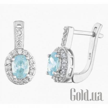 Серьги Серебряные серьги  с куб. циркониями и топазами