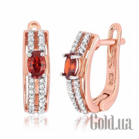 Серьги Серебряные серьги  с куб. циркониями в позолоте