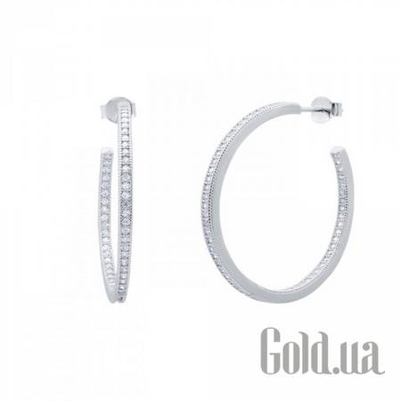 Серьги-кольца Серебряные серьги с куб. циркониями