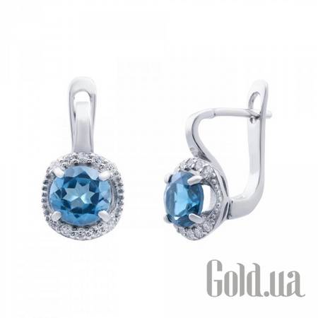 Серьги Серебряные серьги с топазами и куб. циркониями