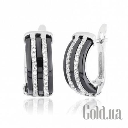 Серьги Серебряные серьги с керамикой и куб. циркониями