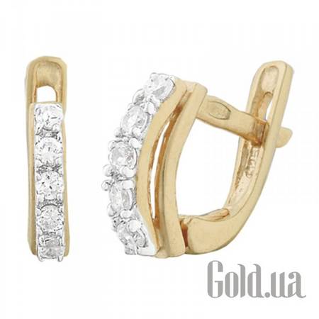 Серьги Серебряные серьги с куб. циркониями в позолоте