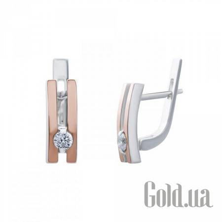 Серьги Серебряные серьги с куб. циркониями в позолоте