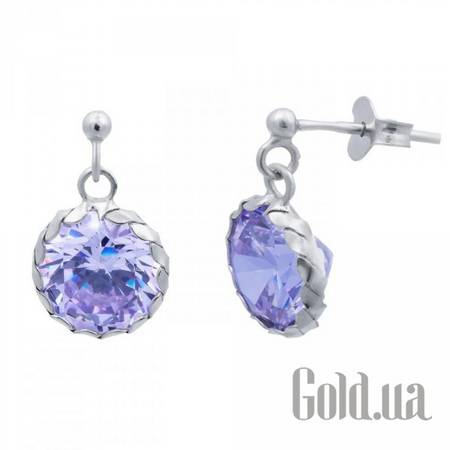 Серьги с подвесками Серебряные серьги с куб. циркониями