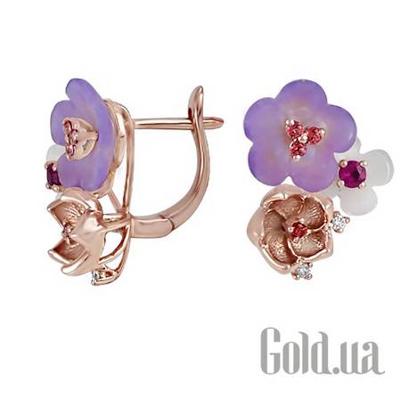 Серьги Золотые серьги с бриллиантами и драгоценными камнями